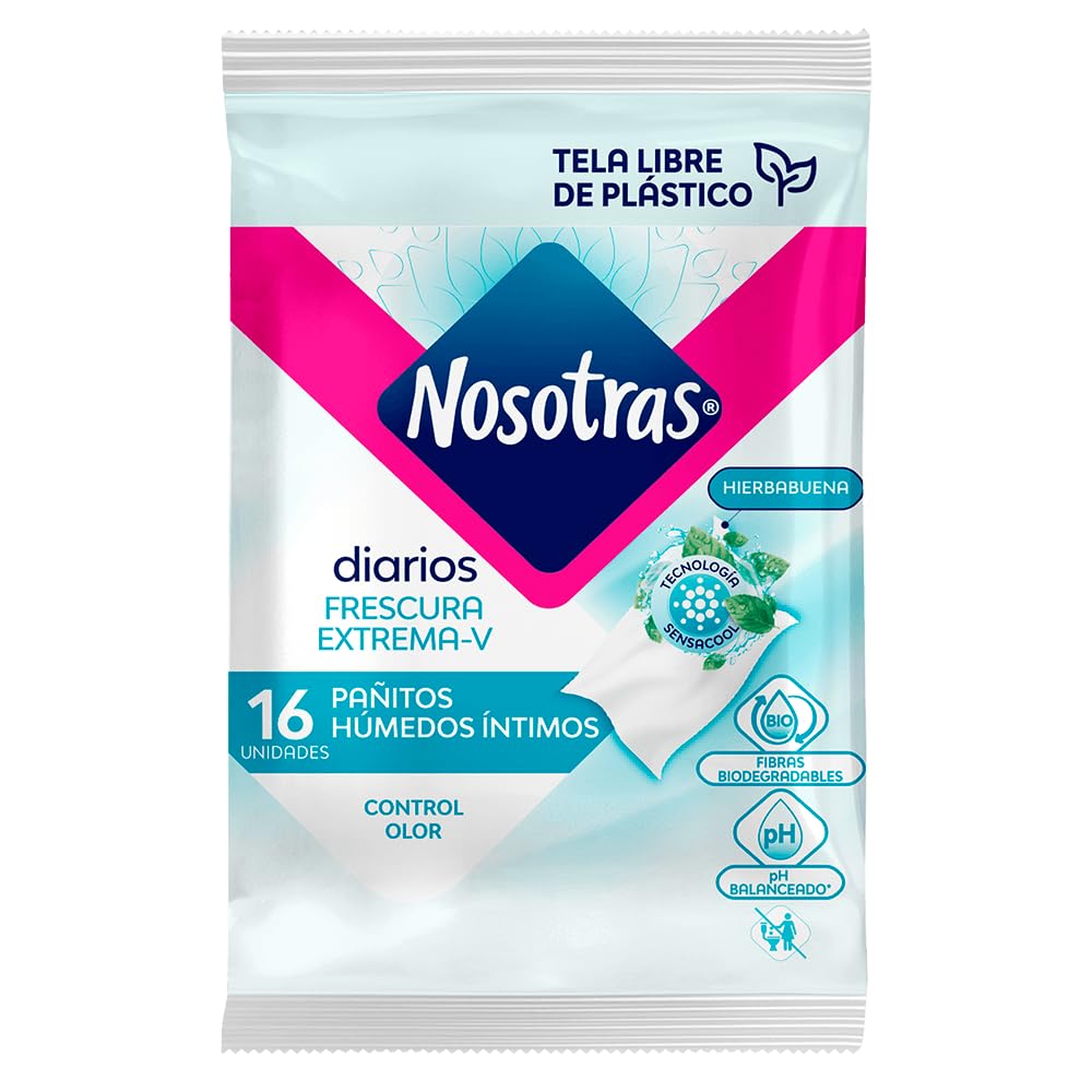 Feminine Wash Nosotras Set Intimate Soap And Wet Wipes Peppermint | Kit Jabon Intimo y Pañitos Humedos Hierbabuena Frescura Extrema-V Colombia (6.76oz - 200ml)