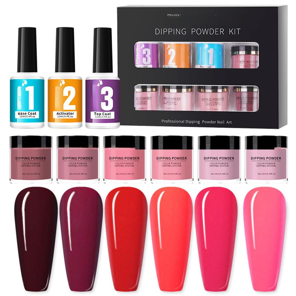 Kit di polvere per unghie dipping Set glitter nail art con base top coat e attivatore Non necessita lampada LED lunghezze d francesi progetti fai-da-te Ideale principianti