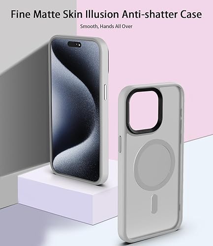 Miniatura 6 de RLXQG - Funda magnética diseñada para iPhone 15 Pro Max probada en caídas de grado militar compatible con MagSafe Funda translúcida mate para iPhone