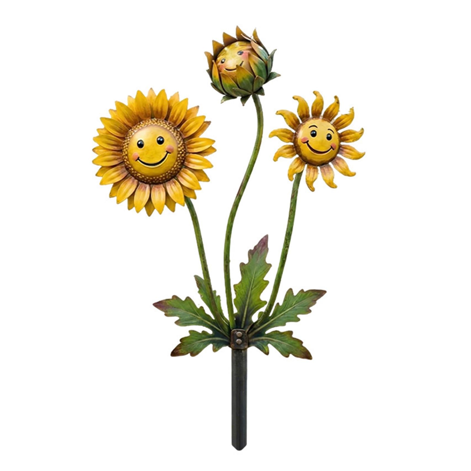 Introti Metal Flower Garden Stake Plant 2D Flat Decorative Garden Stakes Rustproof Flower Garden Stakes Decor for Lawns Flower Pots Flower Beds Patios (Yellow)
