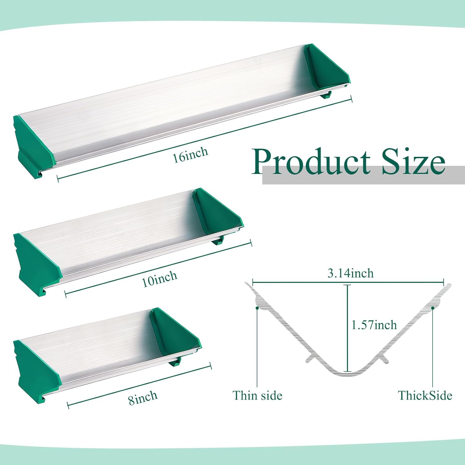 Zonon 3 Pcs Dual Edge Aluminum Emulsion Scoop Coater for Silk Screen Printing Coating Tool 8'' 10'' 16'', Screen Printing Supplies, 3 Sizes