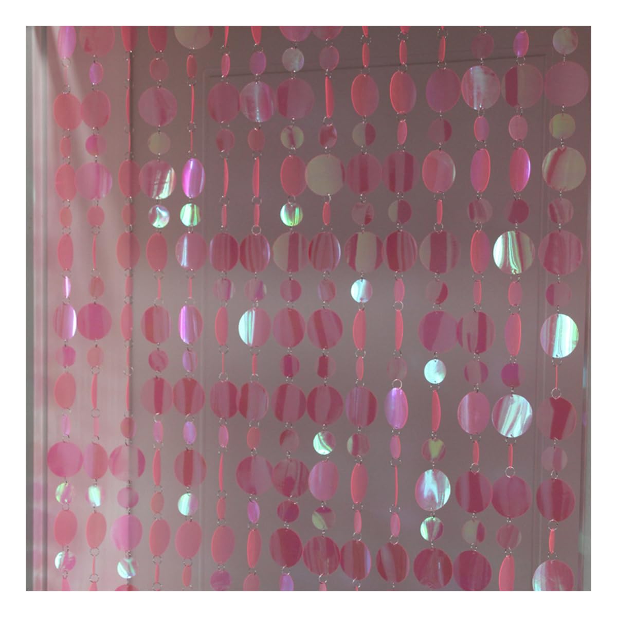 LKXHarleya 5pcs Plastic Laser Bubble Beaded Door Curtains Sequins Door Strings Curtains Room Divider Home Decor Wedding Party Background, Pink