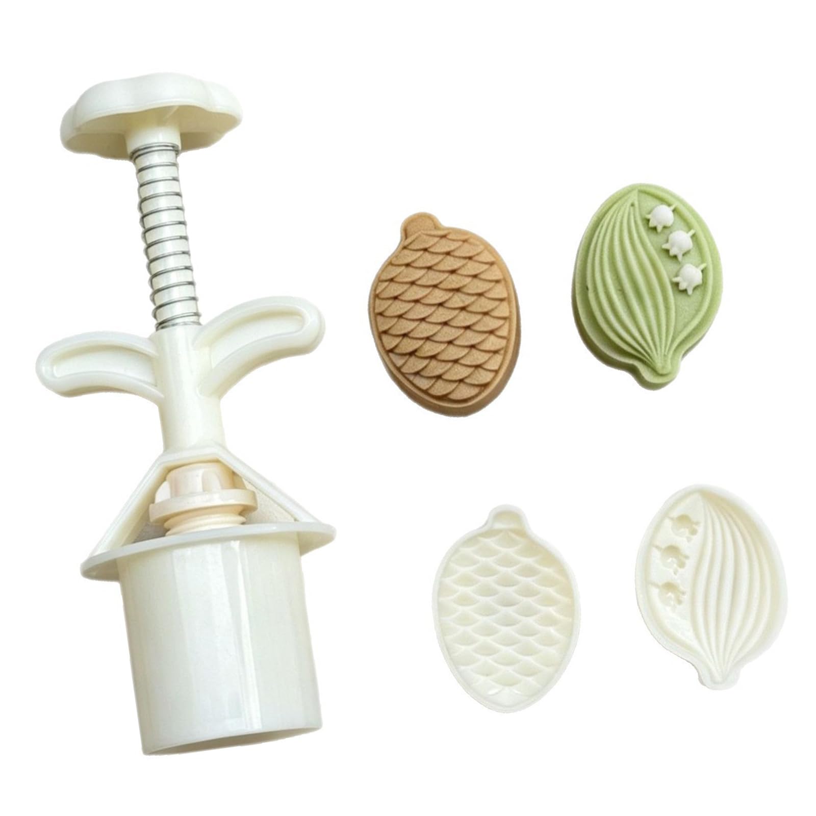 Qcbuegof Cakes Mold Autumn Festival Diys Hand Press Cookie Stamps Pastries Tool Cakes Maker, 1 Mold 2 Stamps Press