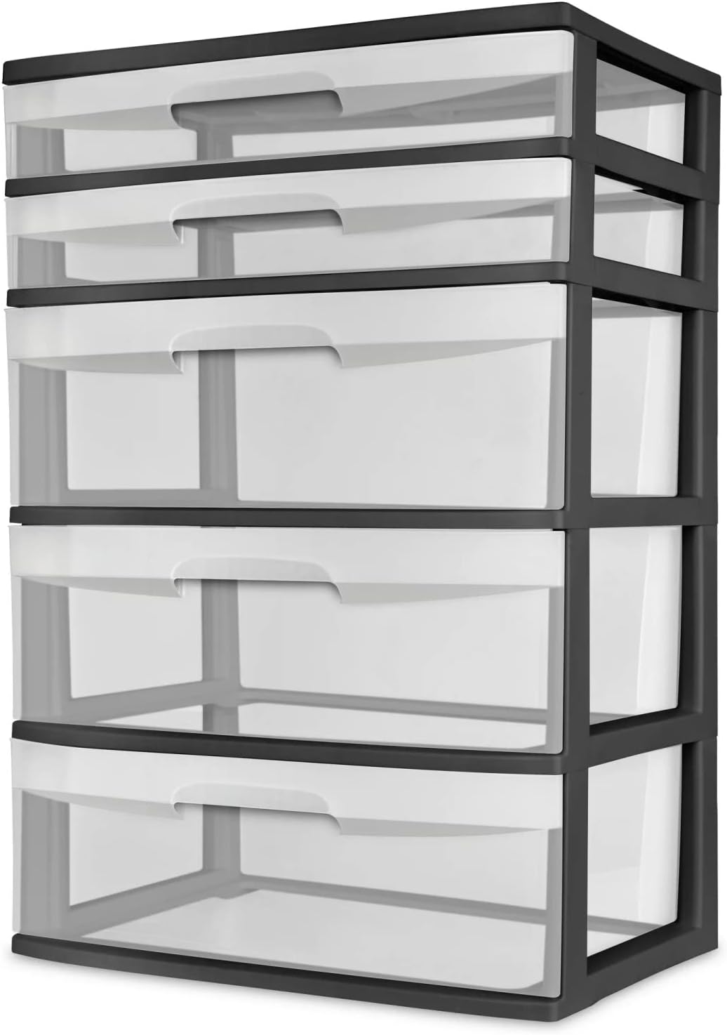Plastic 5 Drawer Wide Tower Organizer Unit for Bedroom