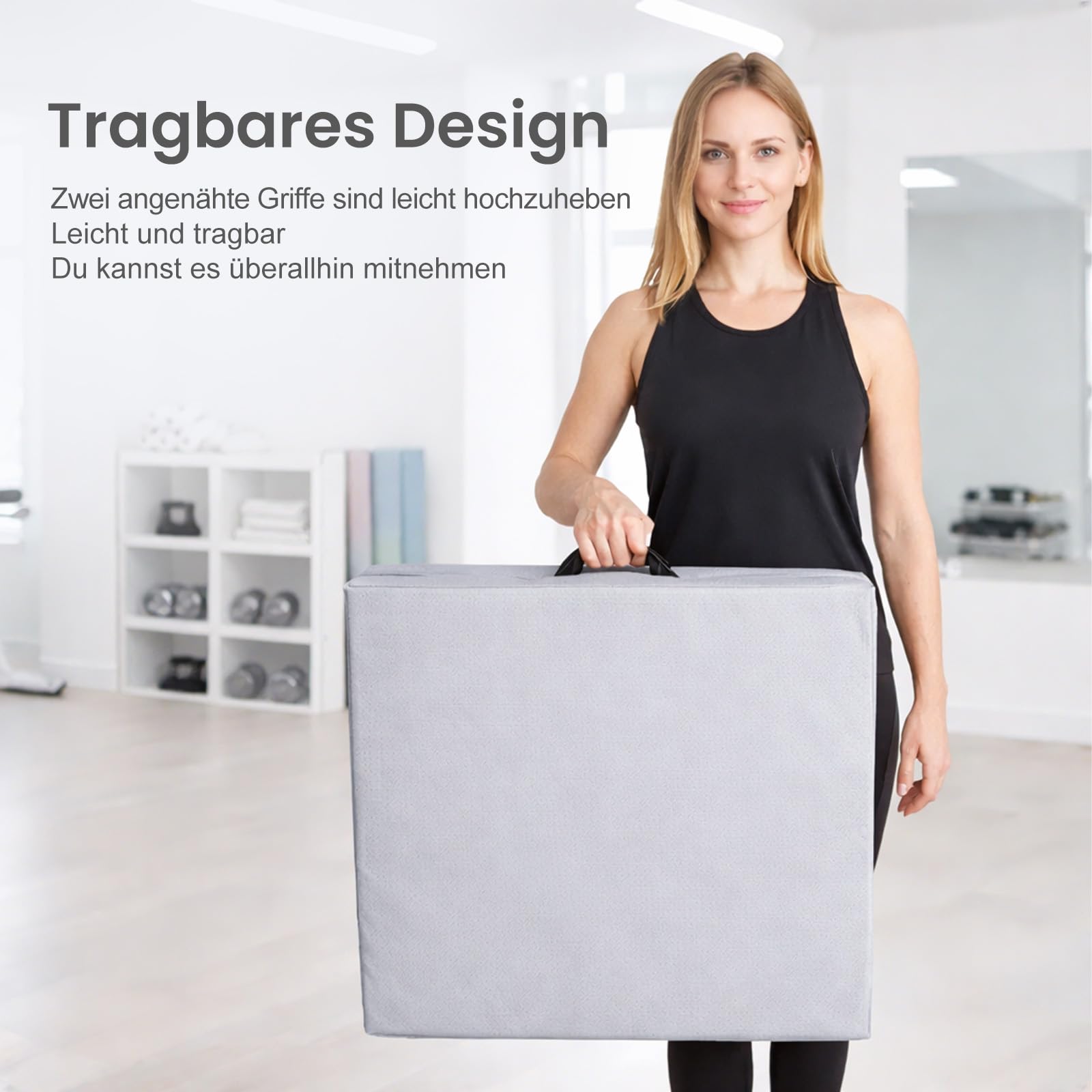 Gymnastikmatte 180×60×5 cm Dicke Fitnessmatte Faltbar – Rutschfeste Yogamatte mit Tragegriffen, Hochdichte EPE Turnmatte Trainingsmatte für Yoga, Pilates, Gymnastik