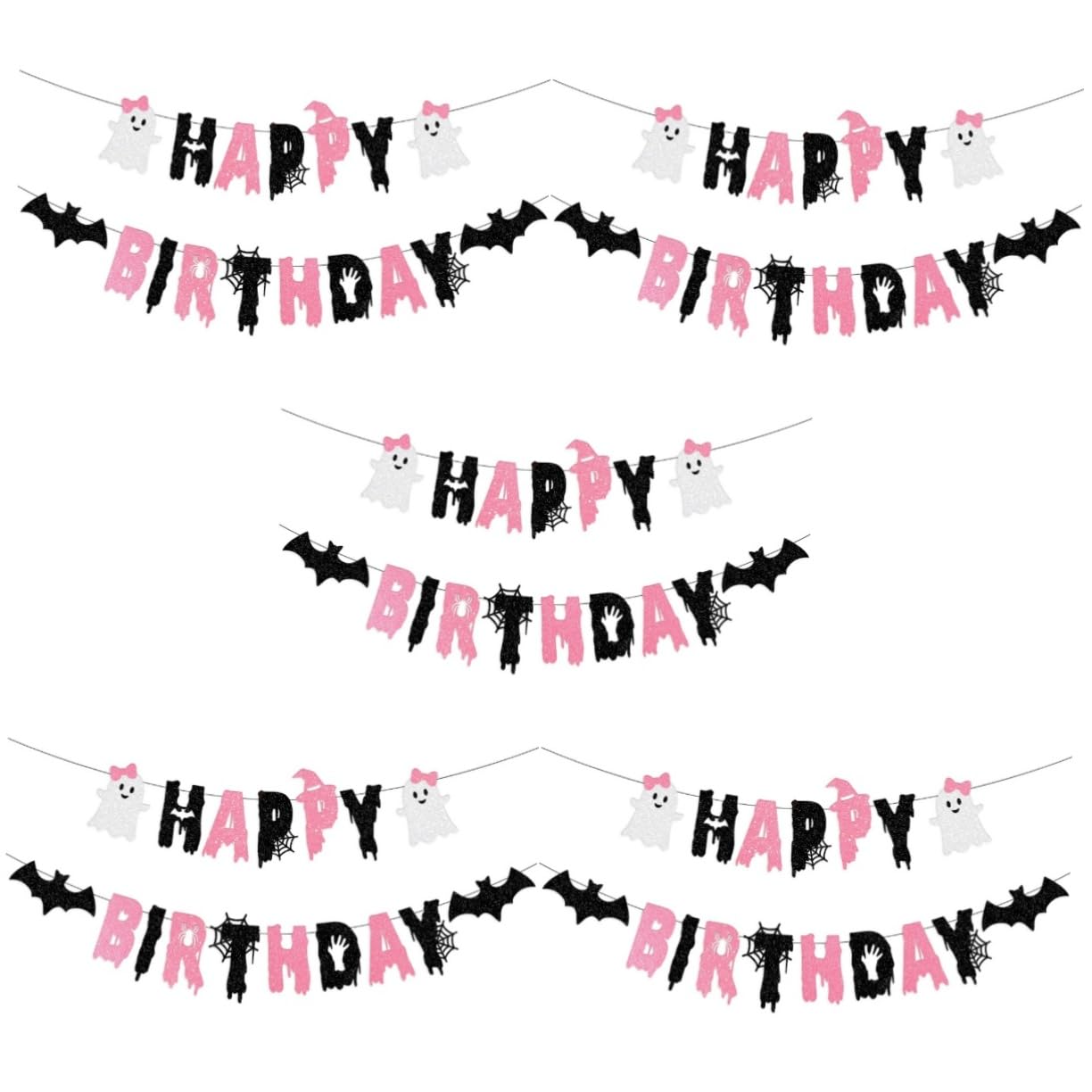 TOPBATHY 5 Juegos de cumpleaños banner de cumpleaños de fiesta de halloween banderín de Decoración fiesta Halloween decoración de Papel