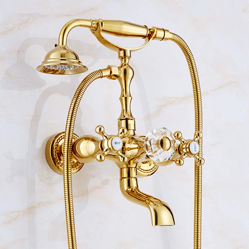 JYBNBBE Bathtub Faucets Luxury Brass Bathroom Faucet Mixer Tap Wall Mounted Hand Held Shower Head Kit Shower Faucet Sets (A A)