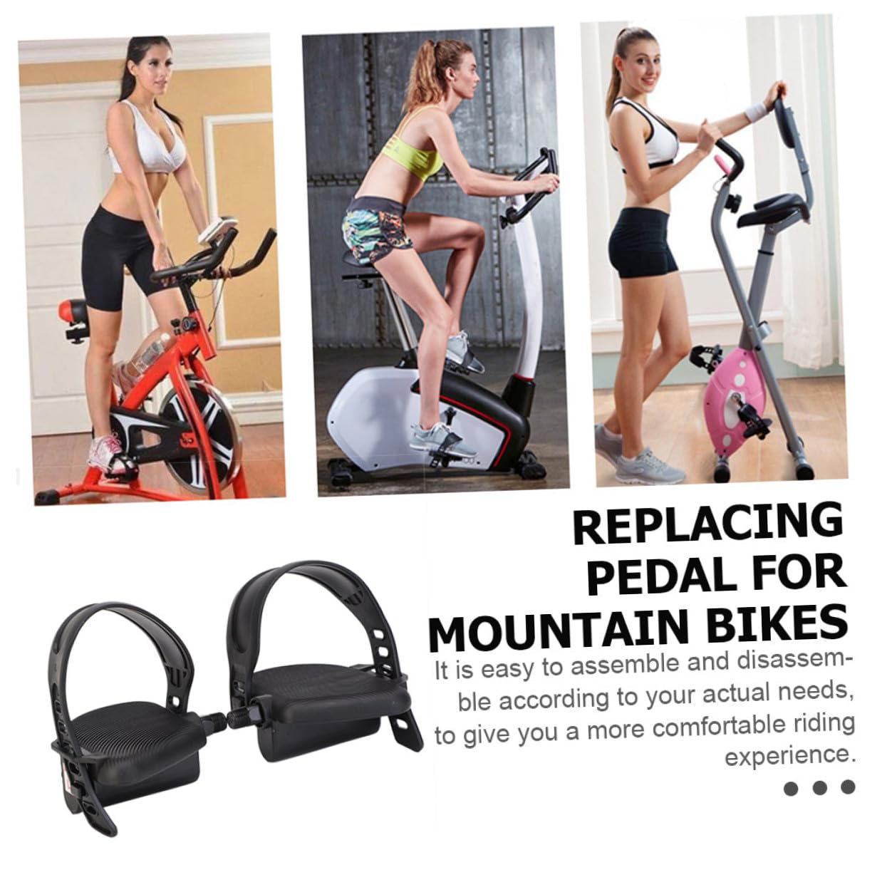 Fahrradpedale für Heimtrainer Mountainbike Robuste Kunststoff Pedale mit Großer Trittfläche rutschfest Zubehör für Fahrradreparatur und Trainingsräder