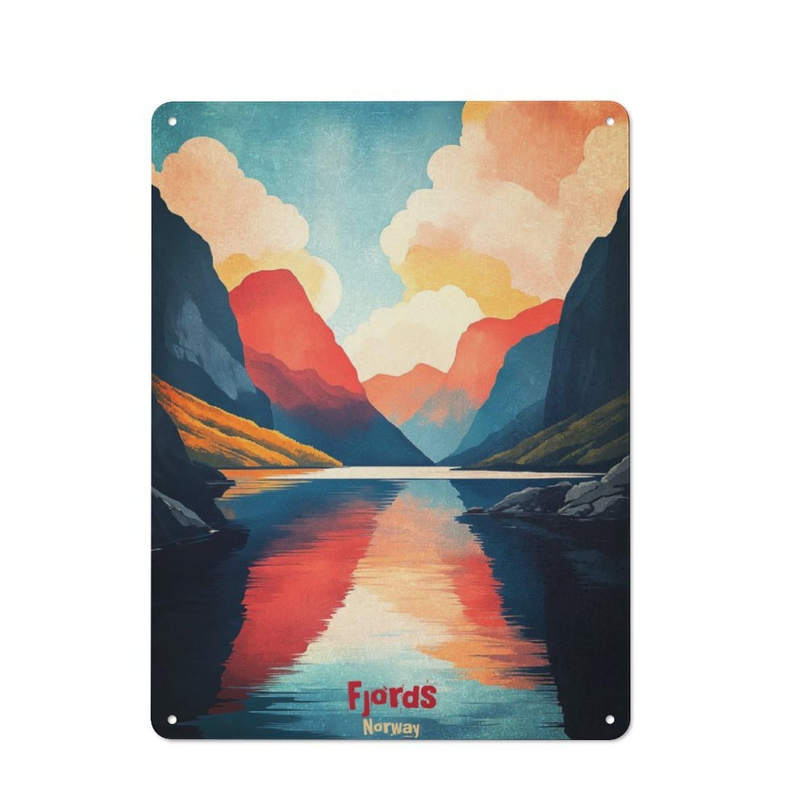 Junmoney Fjord Art Warehouse Style Tin Wall Sign 40X30cm Featuring Loft Wall Plaque For Loft, Studio, Office Or Creative Room