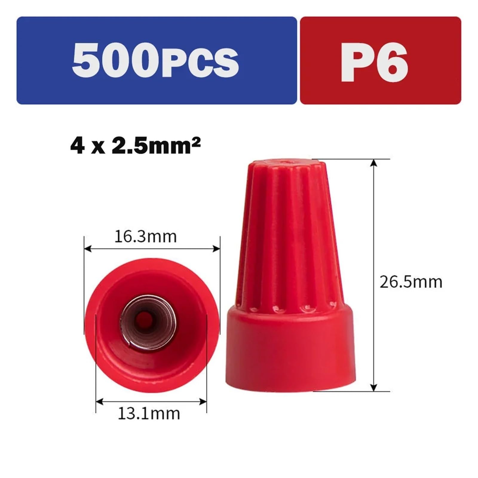 Terminale a vite Estremità chiusa Cappucci a crimpare Connettore compatible filo a spirale compatible cavo isolato Terminali a rapido P1 P2 P3 P4 P6 CE1(P6 (500pcs))