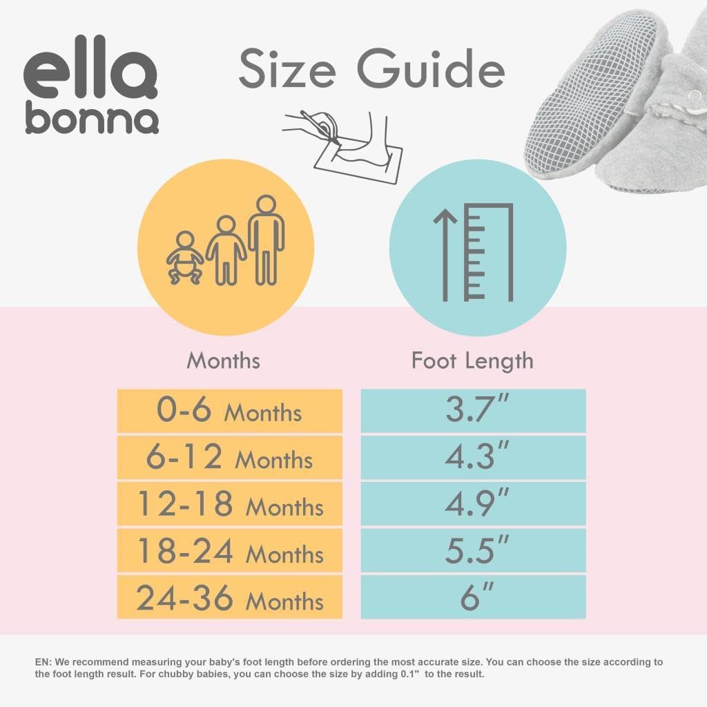 Ella Bonna Fleece Baby Booties, Three Snap Baby Slippers, Unisex Baby Gifts, Non-Slip Newborn Booties for Boys and Girls, Infant Baby Shower Shoes Months - Image 3