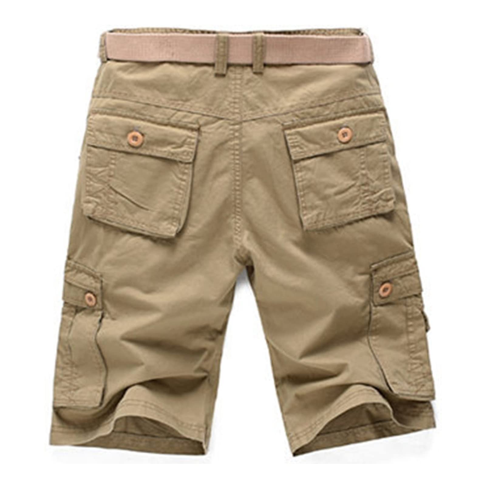 Men's Relaxed Fit Cargo Shorts Multi Pockets Tactical Outdoor Short Pants Casual Lightweight Twill Army Shorts (Khaki,34)