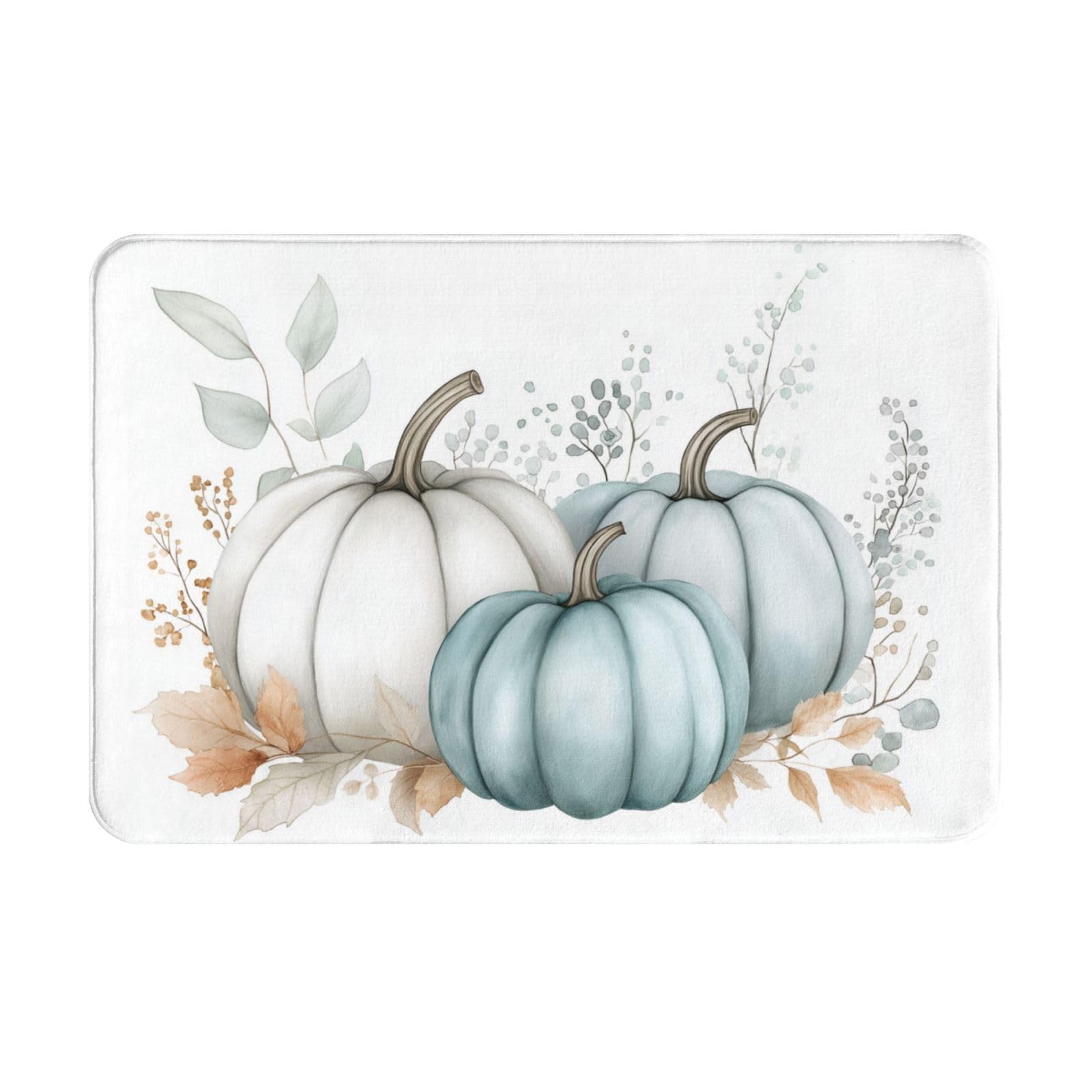 Bath Mat for Bathroom Pastel Pumpkin Thanksgiving Leaf Rugs Shower Mats Memory Foam Rug Non Slip Floor Small Carpet Soft Light Absorbent Washable for Home Hotel Decor 15.7 X 23.6 inch