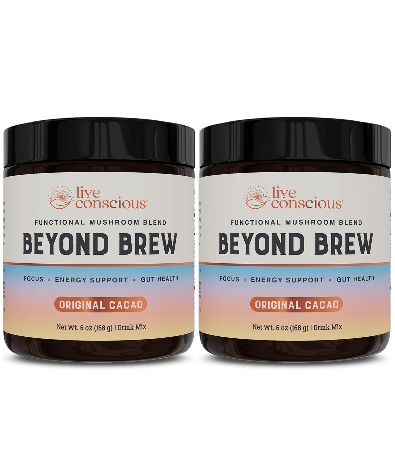Beyond Brew Mushroom Superfood Coffee | Mushroom Coffee Alternative Low Caffeine | Healthy Coffee Substitute | W/Prebiotics & Probiotics | By | 30 Servings Net Wt. 7 oz (2-Pack)