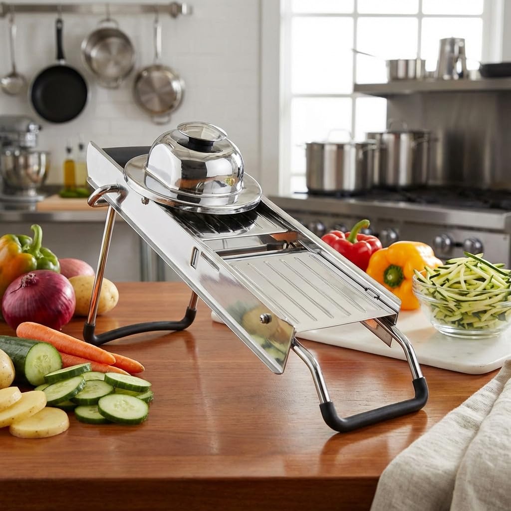 Suinga Mandolina 5 Cuchillas Acero Inoxidable 14x42x10 cm | Cortador de Cocina para Verduras y Frutas