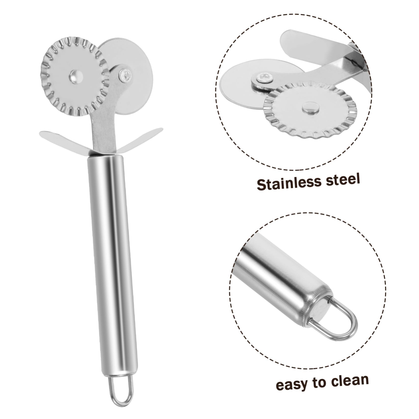 SHOWERORO Double Headed Stainless Steel Pizza Cutter Wheel Multifunctional Pastry Slicer Gadget for Baking and Pizza and Easy to Clean Kitchen Tool