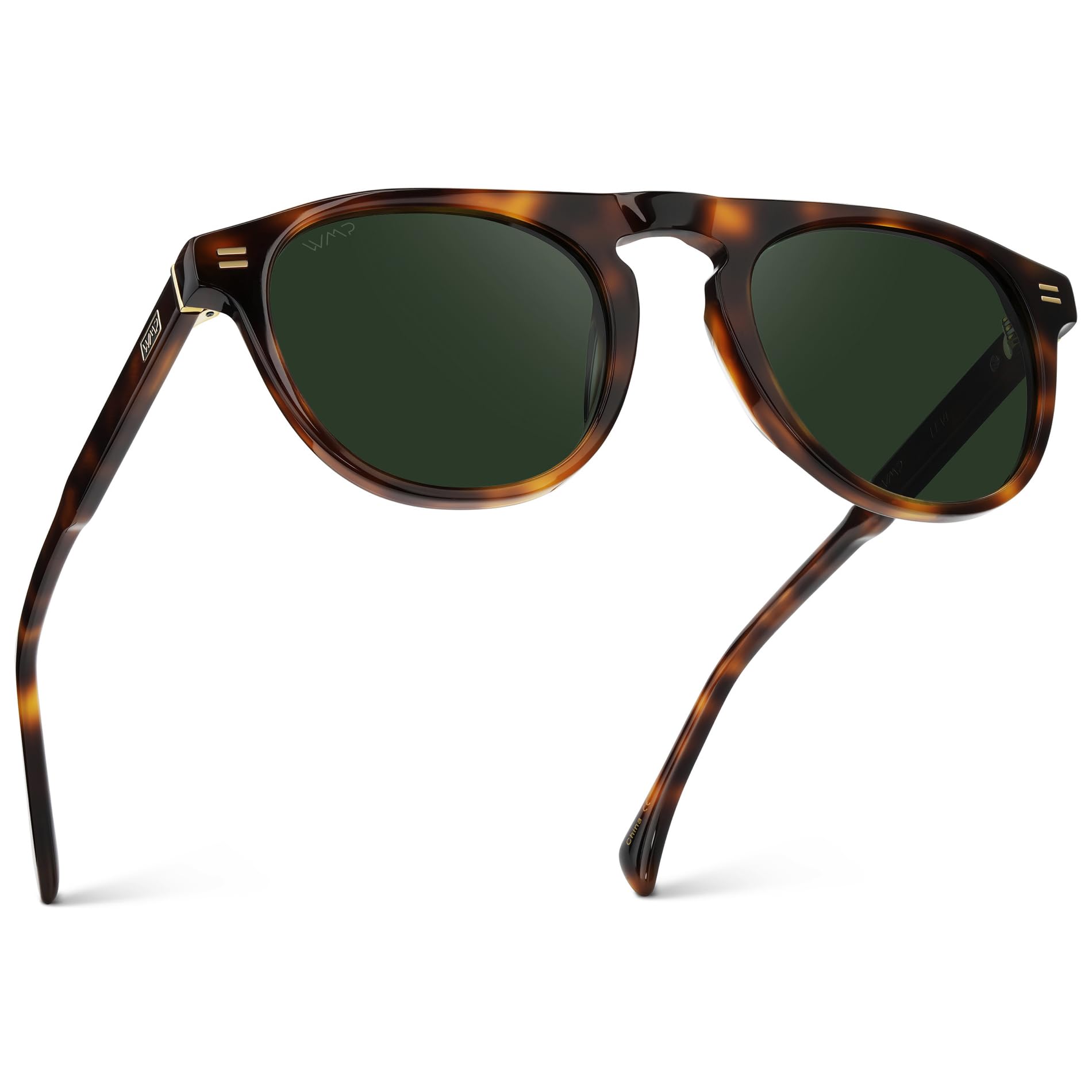 WMP Eyewear – Men’s Polarized Round Aviator Sunglasses, Lightweight Acetate Frame & UV400 Protection