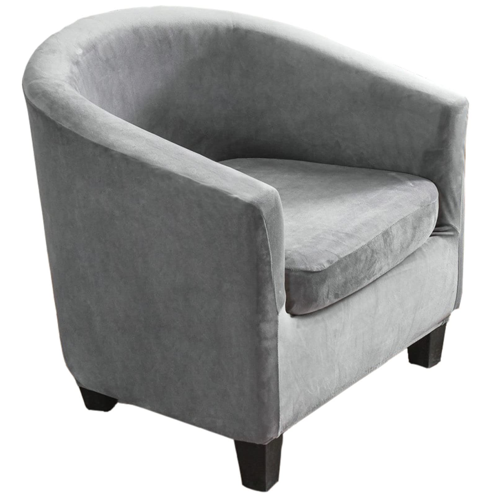 JHLD Velvet Club Chair Slipcover, 2 Pieces Stretch Tub Chair Cover Elastic Tub Chair Slipcover With Elastic Bottom Machine Washable For Living Room-grey-2 Piece