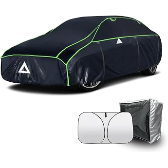 Cowtcver Hail Protection Tarpaulin Car Cover Car Hail Protection Garage with Separate Sun Visor Tarpaulin for Hail Sun Rain Protection Hail Protection Full Garage for Saloon / Hatchback 450 to 470 cm