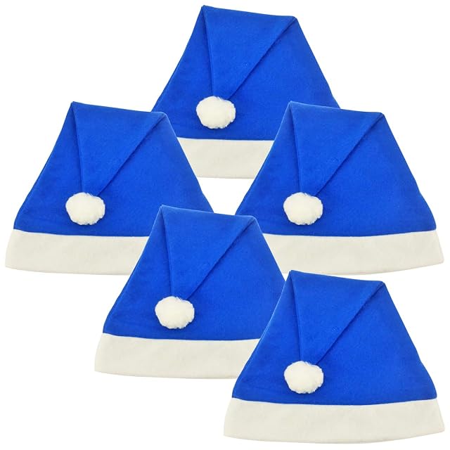 Ciffre Lote de 5 Gorros de Navidad Gorro de Invierno Papá Noel Felices azul