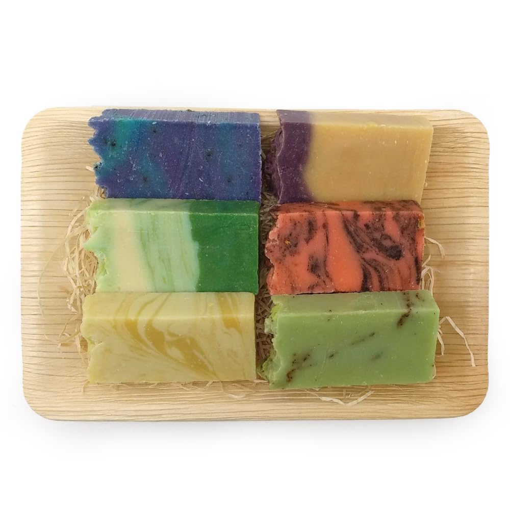Set de 6 jabones naturales para piel mixta - Bandeja regalo con surtido de jabones artesanales - Regalo original para San Valentín, Cumpleaños, Día de la Madre