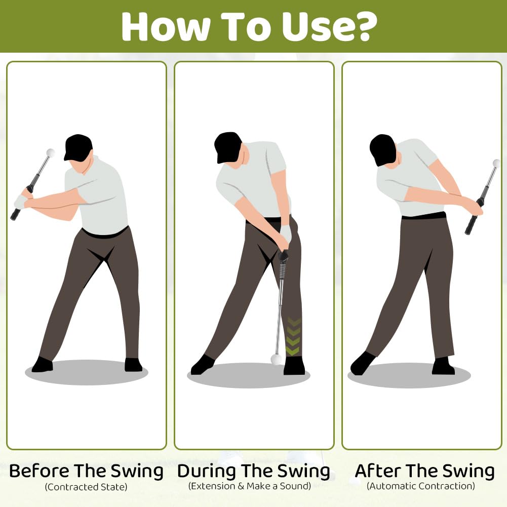 flintronic Attrezzo Retrattile per Allenamento Swing da Golf, Ausili per L'Allenamento del Golf, Rimbalzo Automatico Putter, Portatile Accessori da Golfs, Ideale per Principianti e Formazione