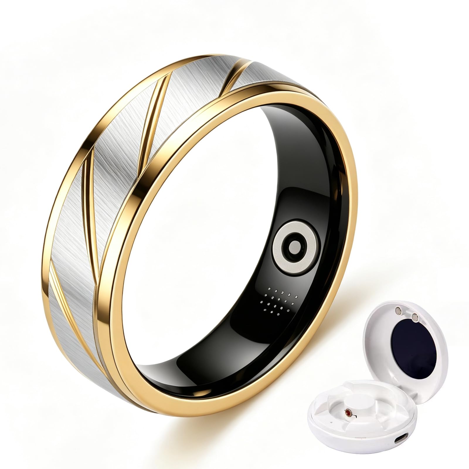 Smart Ring for Women Men, Two-Tone Gold Silver Health Tracker Ring with Sleep Heart Rate…
