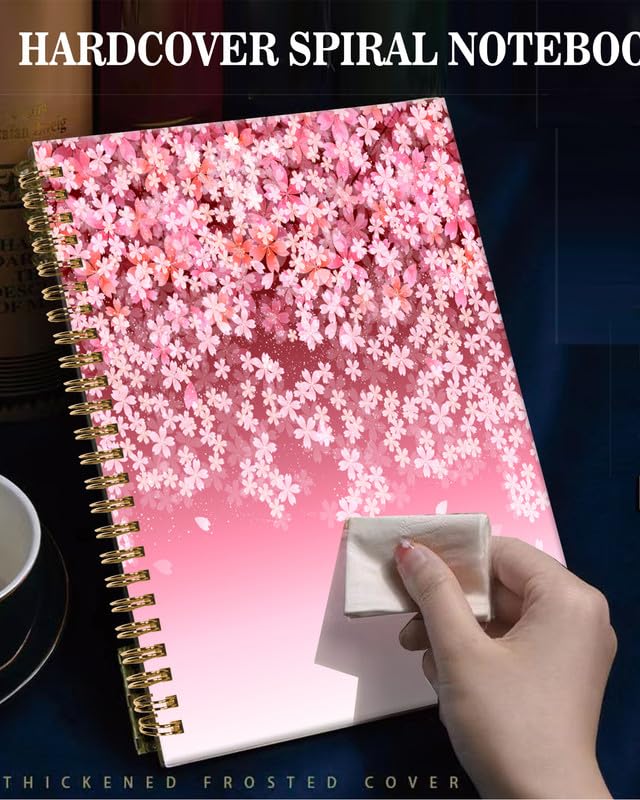 Carnet à spirale ligné ZHIZHEND A5 à couverture rigide motif fleur de pour notes