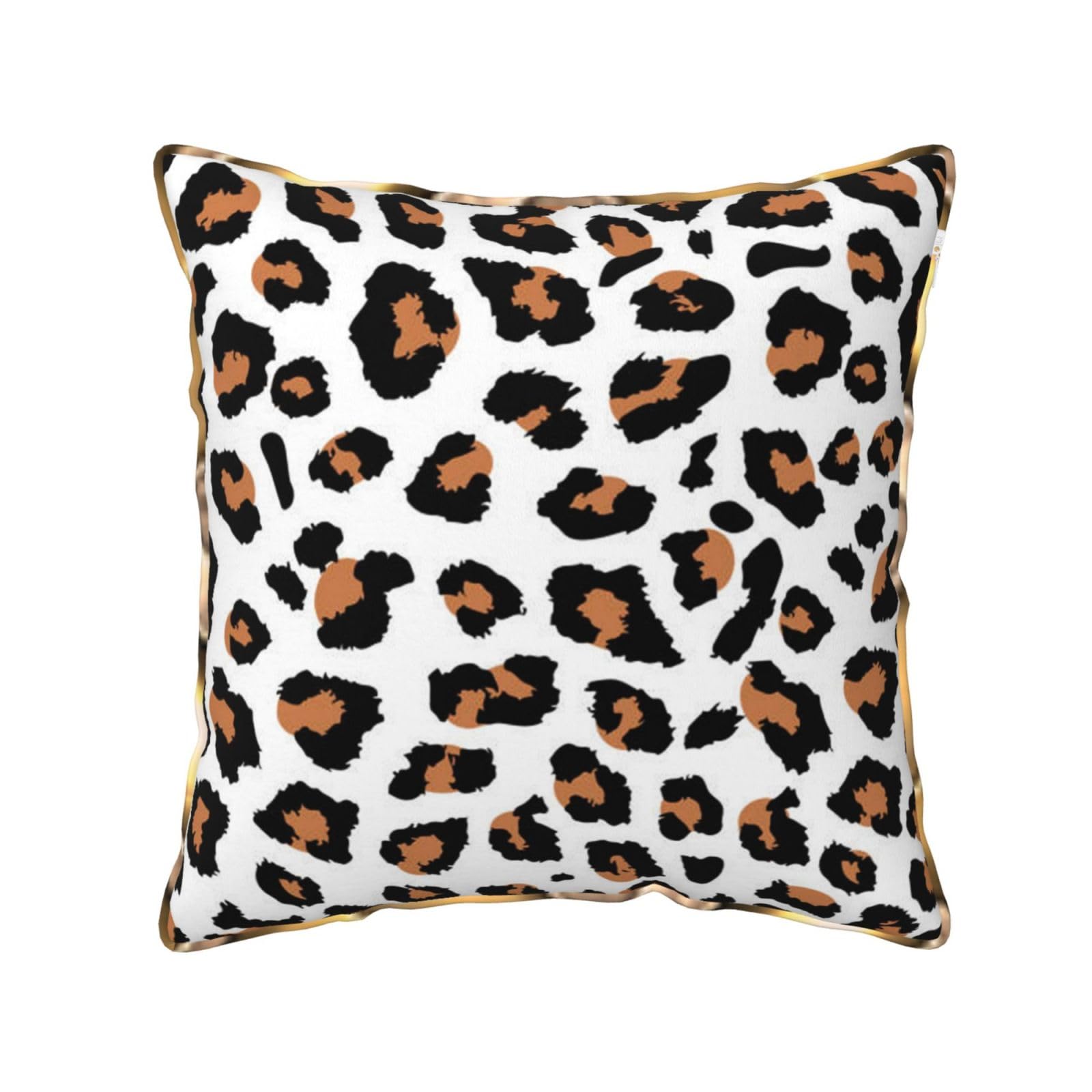 AUBKFELD Leopard (2) Printed Velvet Cushion Cover 50x50 CM with Gold Edging Strip, Square Pillowcase Soft Throw Pillow Covers Case Decorative for Living Room Sofa Couch Bed Bench