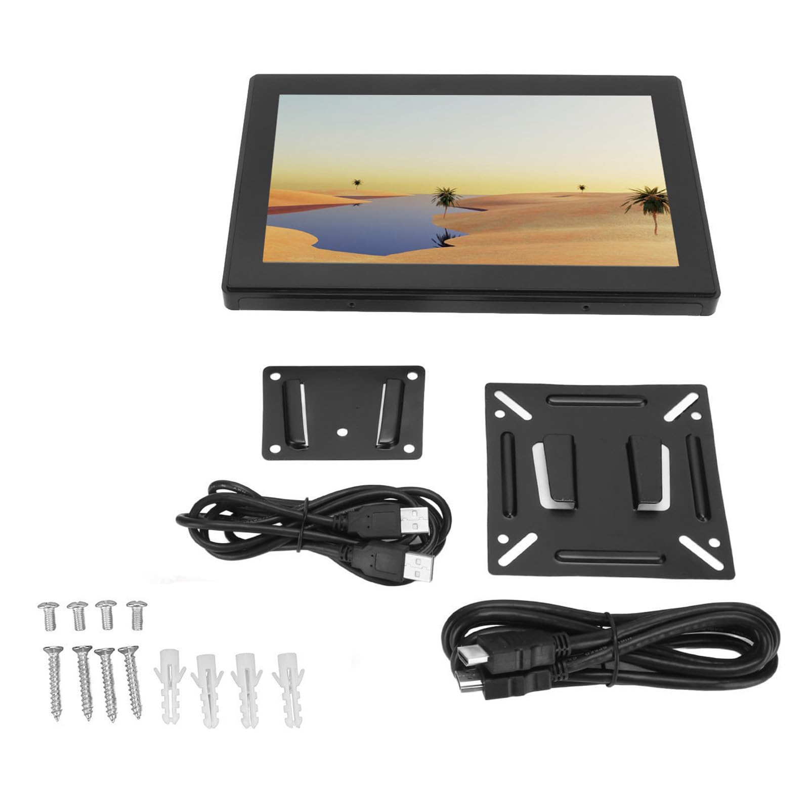 VBESTLIFE Monitor de Pantalla Táctil de 10,1 Pulgadas, Monitor Táctil Capacitivo Portátil Pantalla 1280x800 con HDMI VGA USB, Vista Amplia IPS, IP65 Impermeable, Montaje en Pared, para