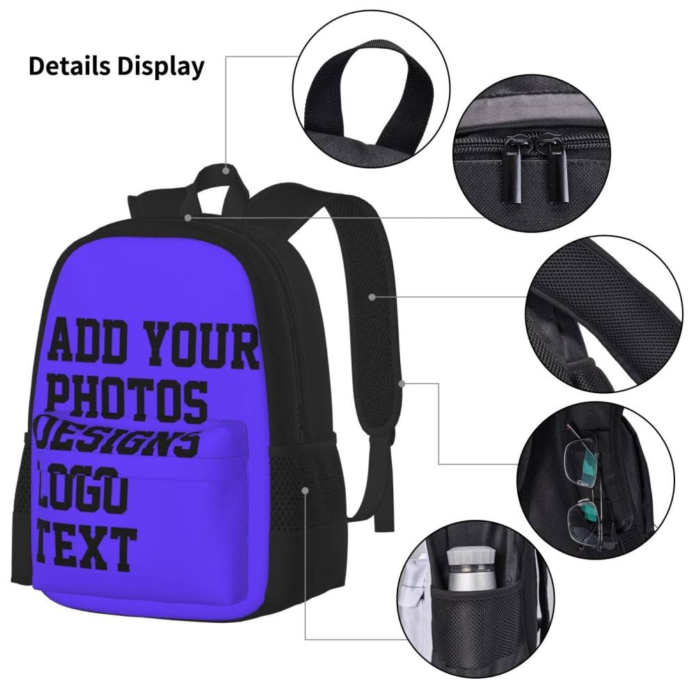 Mochilas con fotos personalizadas para adolescentes, niños y adultos, mochila personalizada para niños con texto de nombre, mochila informal personalizada para mujeres, hombres, niños, niñas, pa