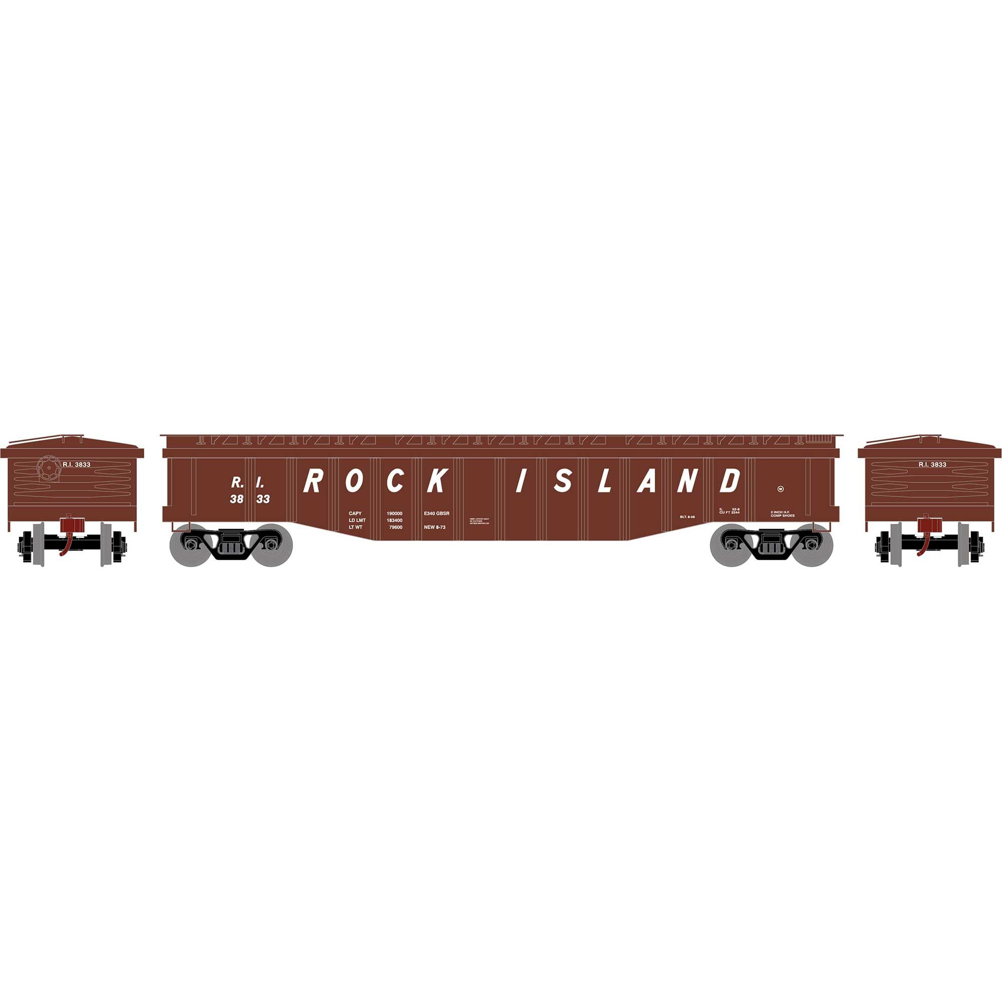 Roundhouse HO 50' Covered Gondola RI #3833 RND82117 HO Rolling Stock