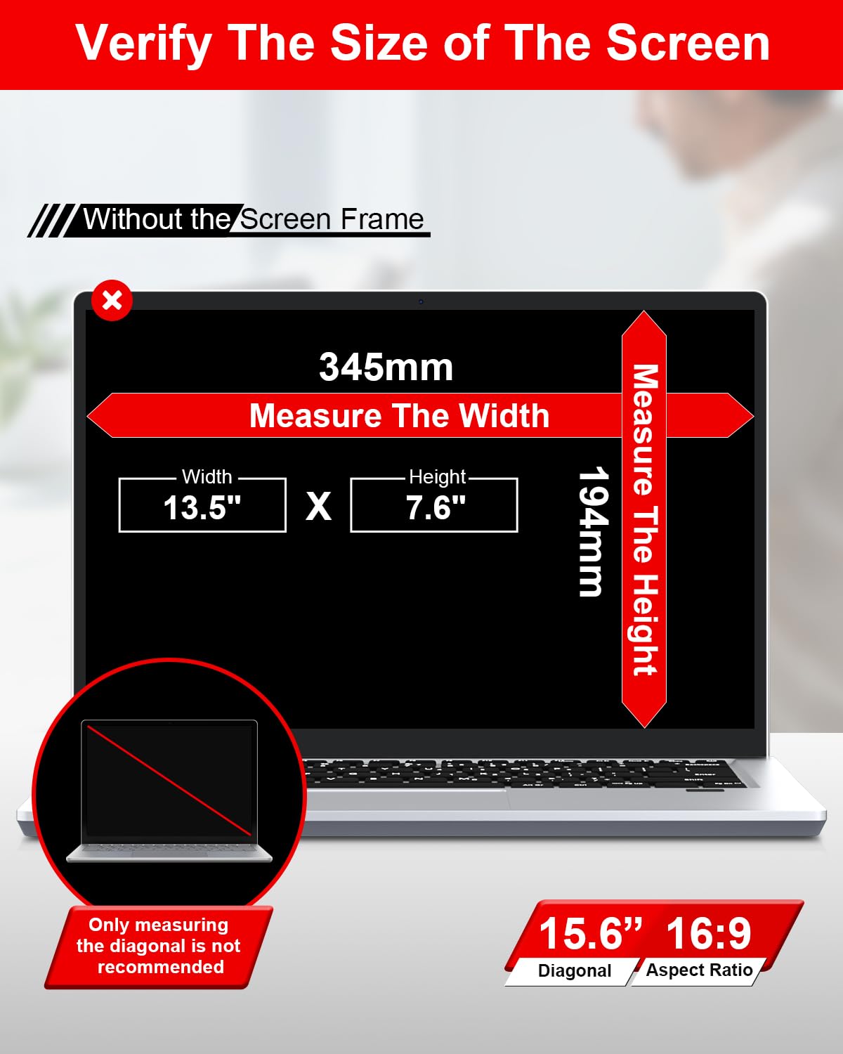 360° 15.6 Pouces Filtre de Confidentialité 16:9,New 2025 Protection Ecran Anti-Espion Anti-Reflet,Laptop Privacy Screen Protector Compatible avec Lenovo/Dell/HP/Asus/Samsung/Acer/ThinkPad