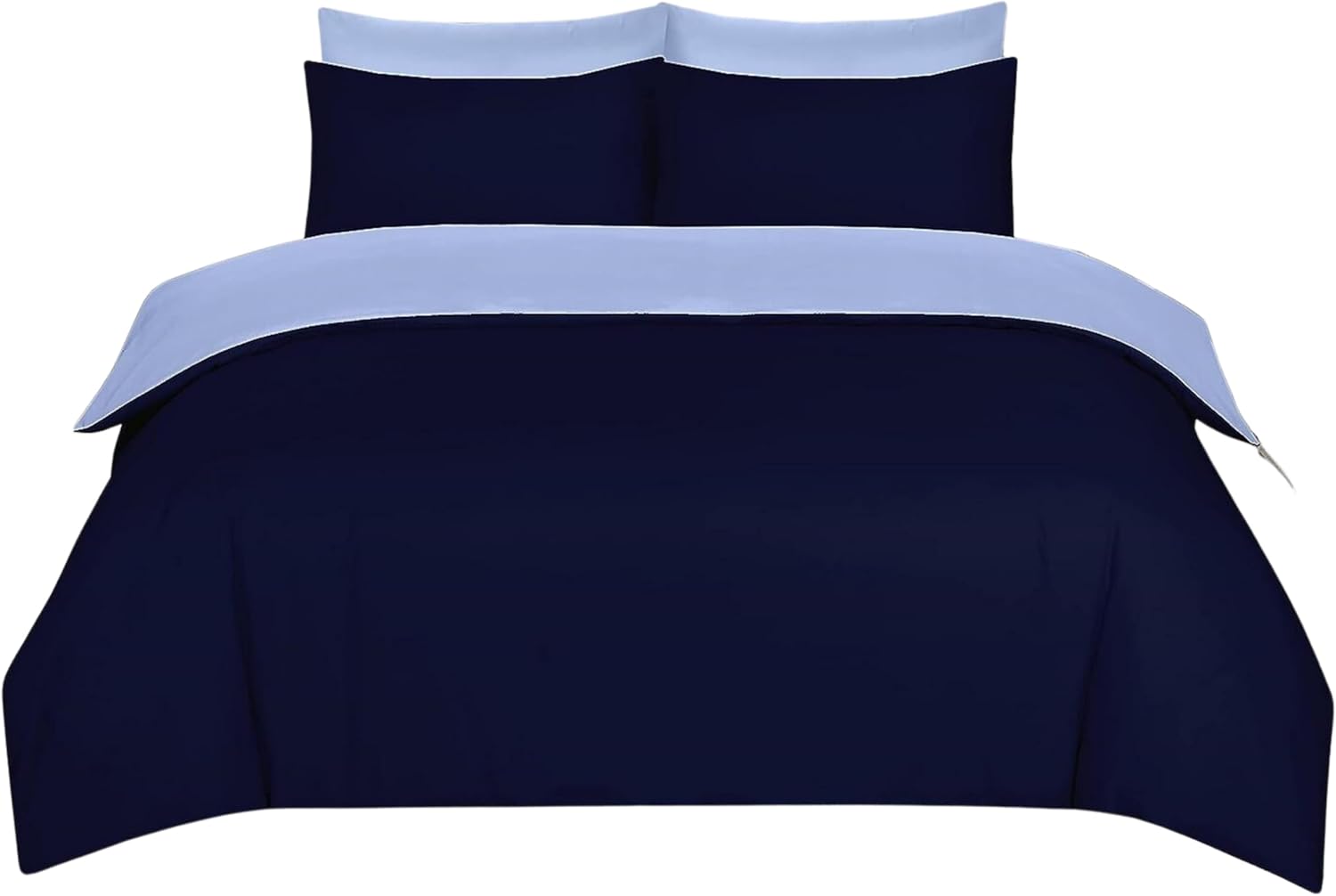 Ev Dekor® Duvet Cover Set Double Dark Blue Light Blue Soft Microfibre