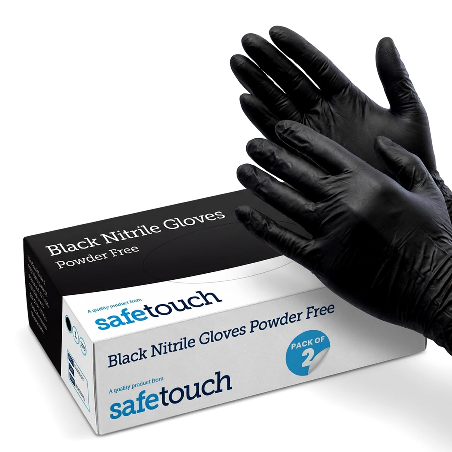 200 x Black Nitrile Gloves Extra Large | Pack of 2 x 100 | Powder Free, Latex Free Disposable Gloves | Medical Grade for Catering, Cleaning & Healthcare – Just Health Disposables