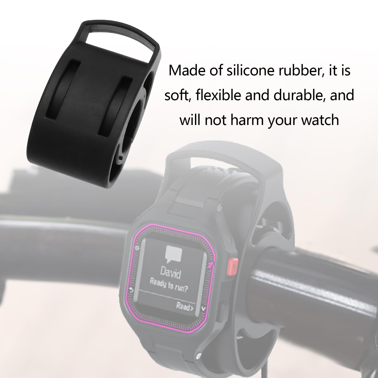The Lord Of The Tools 2 Supporti Per Orologio Da Bici In Silicone - Compatibile Con Fitbit, Garmin, Polar, Fissaggio Al Manubrio Con Fascette, Nero - 2