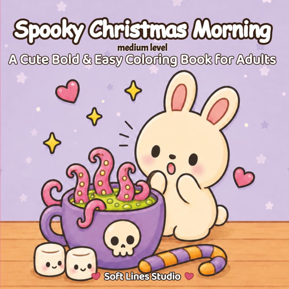Cozy Spooky Christmas Morning: A Cute Bold & Easy Coloring Book for Kids, Teens, Adults, and Beginners (Cozy Spooky Collection)