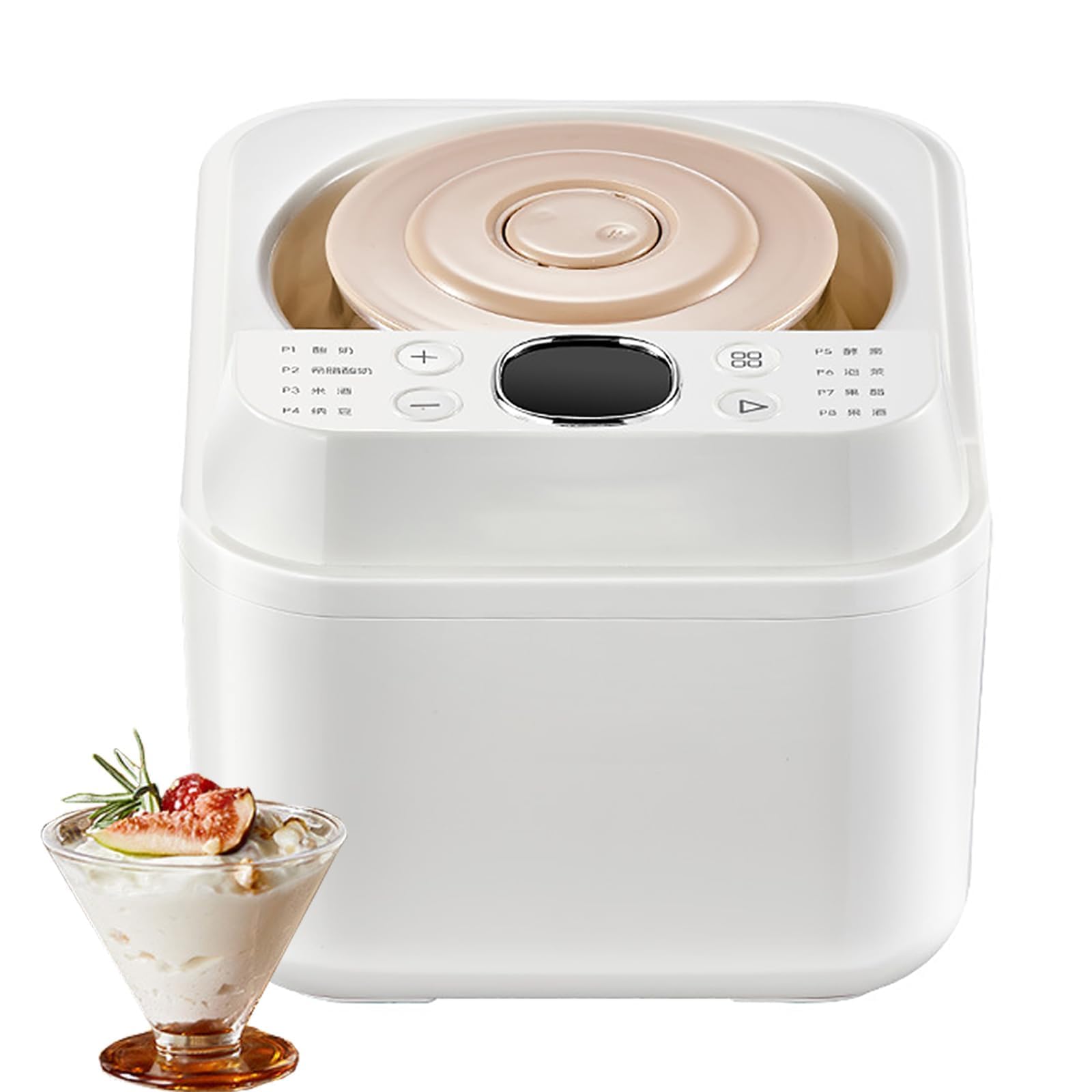 Yogurt Maker con tarros de vidrio – Calefacción PTC de bajo consumo para yogur griego casero, aparato de cocina nutritivo para una vida saludable
