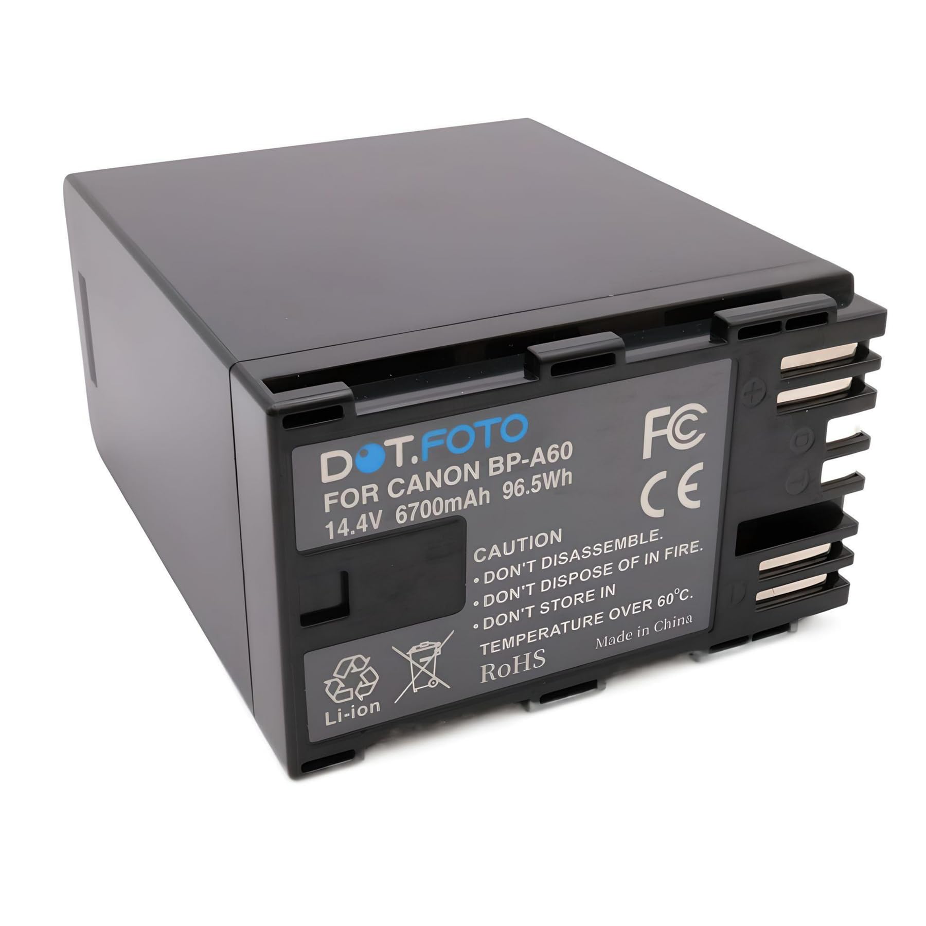 BP-A60 Premium 14.4v / 6700mAh Batterie Rechargeable pour Canon EOS C70 EOS C200 EOS C200B EOS C300 Mark II EOS C300 Mark II PL EOS C300 Mark III EOS C500 Mark II XF705