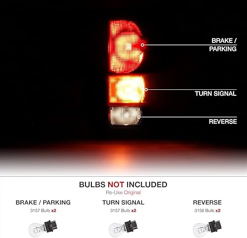 Miniatura 3 de VIPMOTOZ Conjunto de lámpara de luz trasera estilo OE con lente roja y ámbar para Chevy Silverado 1999-2002 y GMC Sierra 1500 2500 3500 1999-2006,