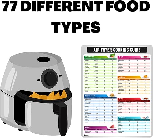 Miniatura 4 de Hoja de trucos magnética para freidora de aire, imán de tabla de tiempos de cocción, guía de referencia rápida para freír, accesorio de cocina para