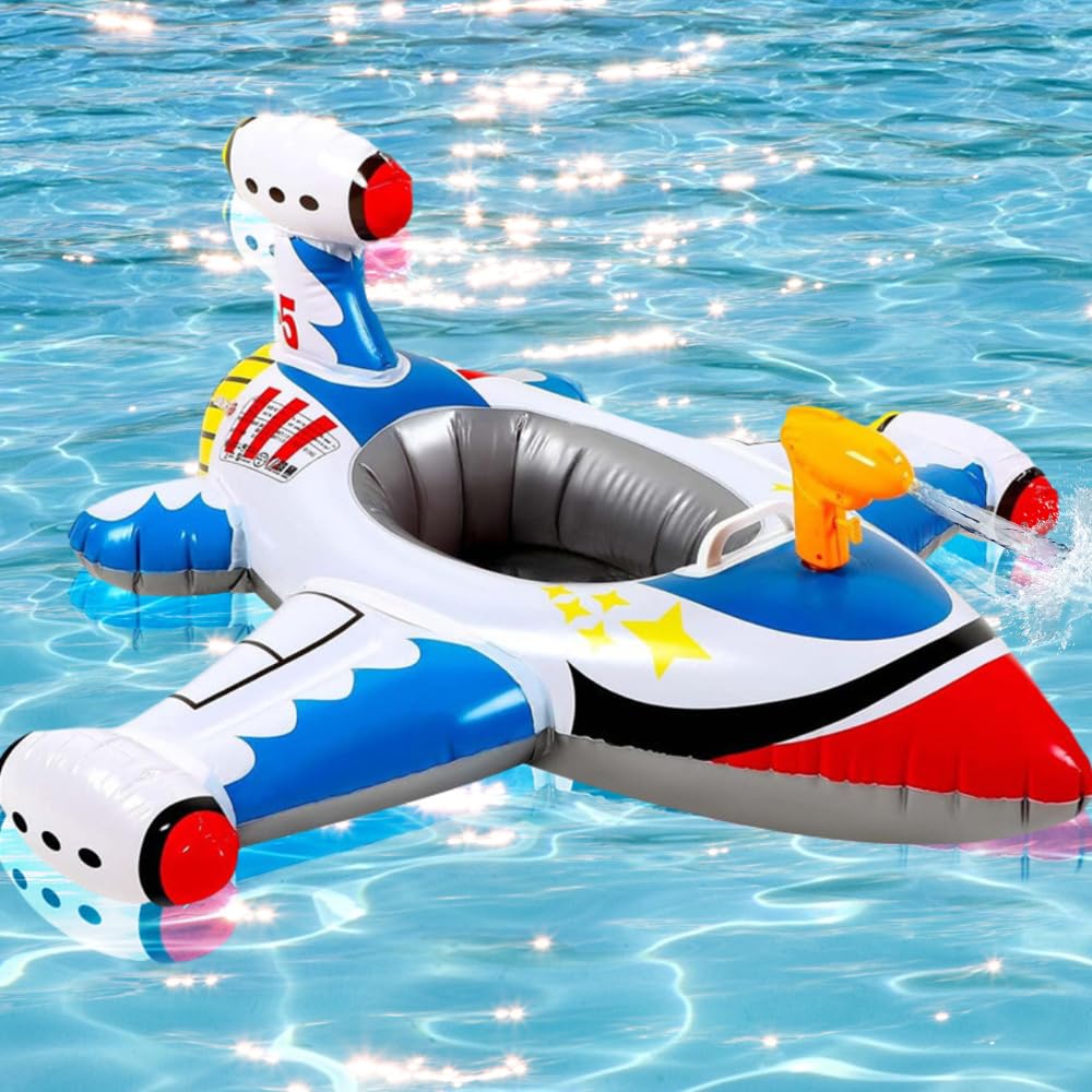 Anello da nuoto per bambini con pistola ad acqua, gonfiabile, anello da nuoto gonfiabile, per feste in spiaggia, giochi d'acqua per bambini estivi