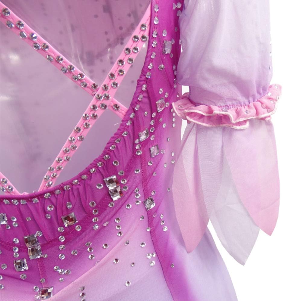 Ice Skating Dress Adult Girls Pink Shorts Sleeves Competitions Leotards Performance Costumes