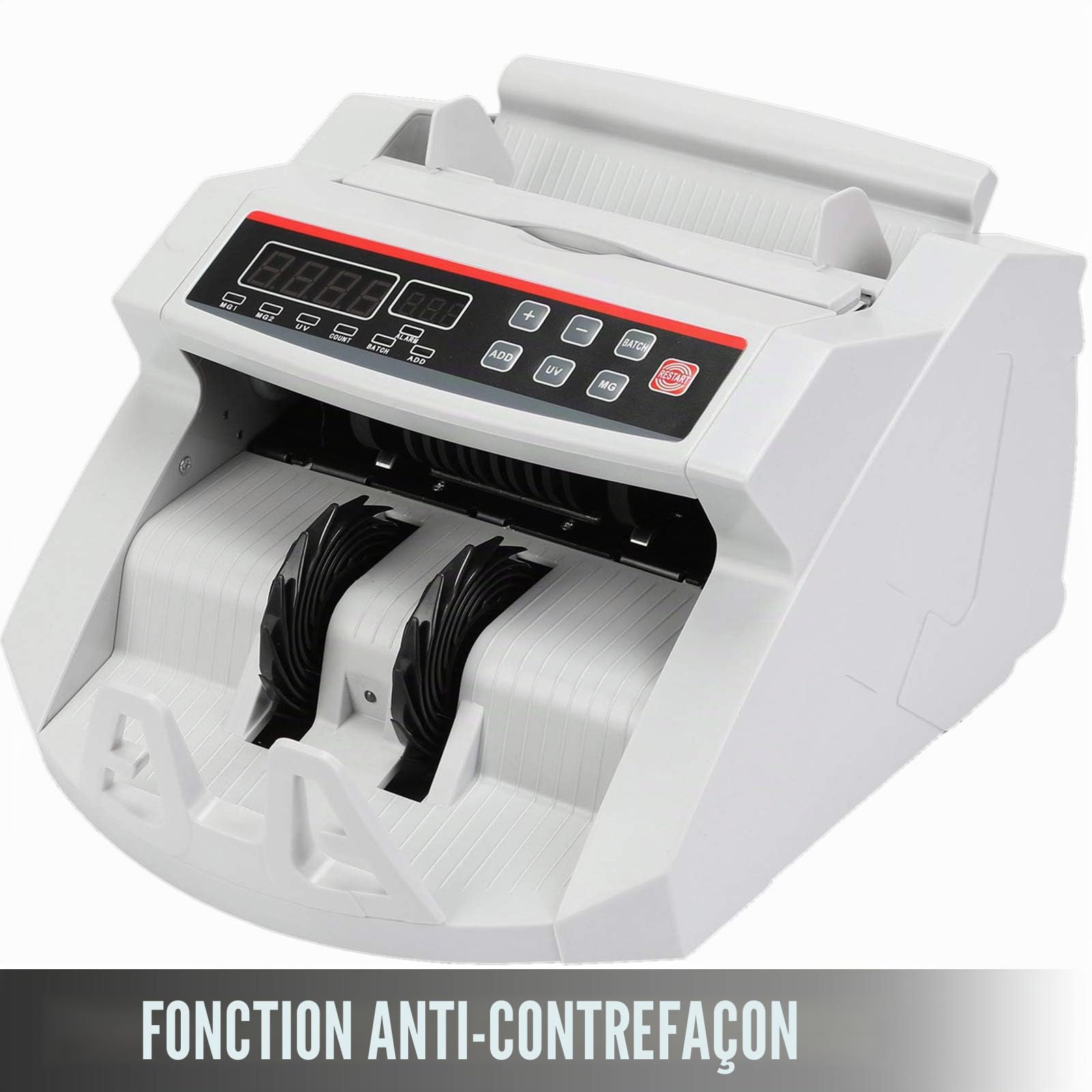 BuoQua Compteuse de Billets Valorisatrice UV/MG Détection Des Faux Billets Avec LED Affichage pour Billets USD/EUR/GBP