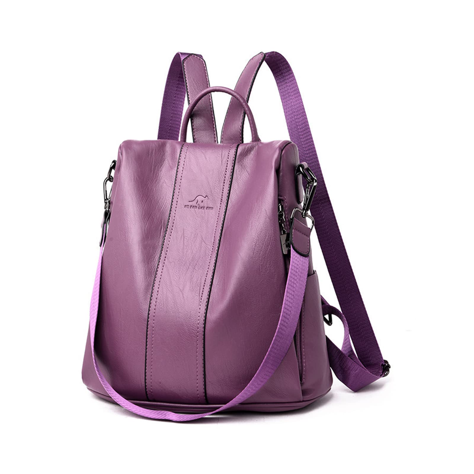 Nicole & Doris Women's Purple Anti-Theft Backpack Fashion Backpacks Pu Leather Causal Daypack Backpack Shoulder Bags Waterproof Backpack For Work School Travel Shopping