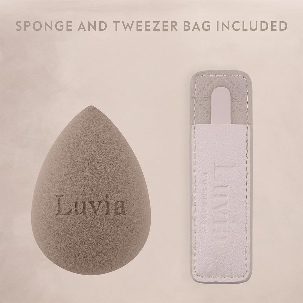 Luvia Aura Pro zestaw pędzli do makijażu, 19-częściowy zestaw pędzli do twarzy i oczu, z etui, gąbka kosmetyczna i pęseta, profesjonalne pędzle kosmetyczne, wegańskie i wolne od okrucieństwa, cieliste