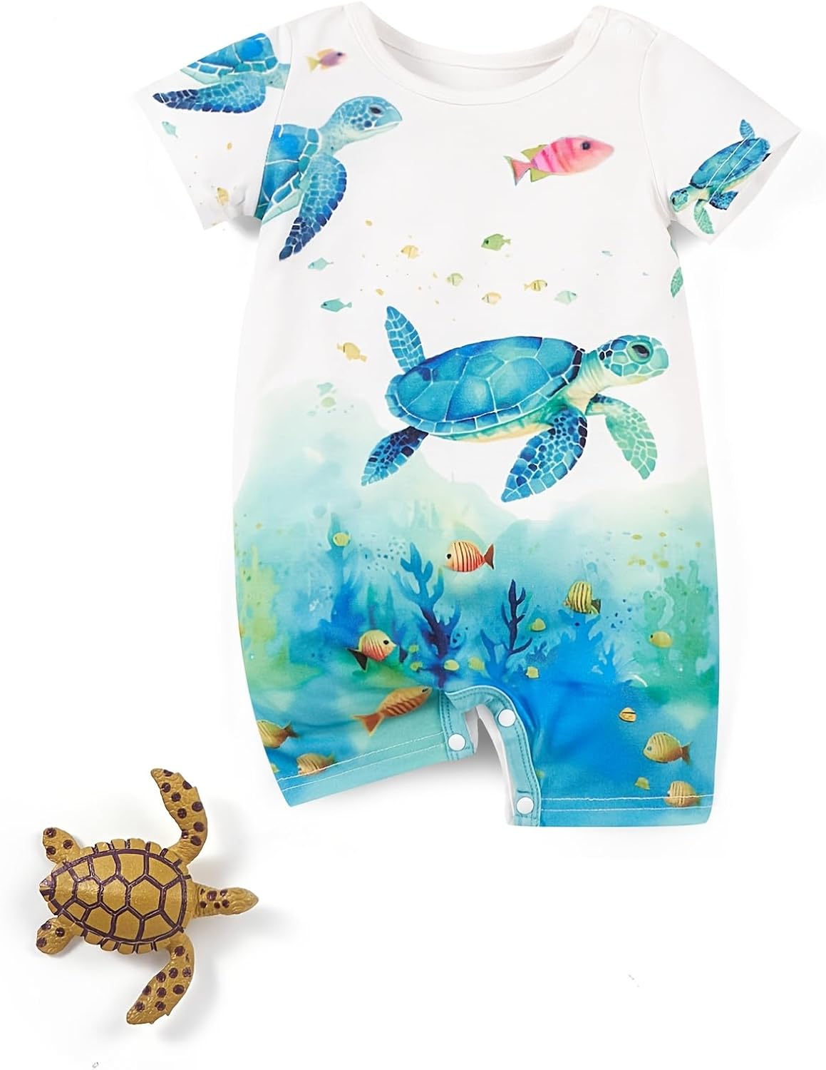 MOSSRIVER Baby Girl Outfits 4 Pack Short Sleeve Footless Romper Snap Crotch Closure Graphic Bodysuit Toddler Boys Clothes
