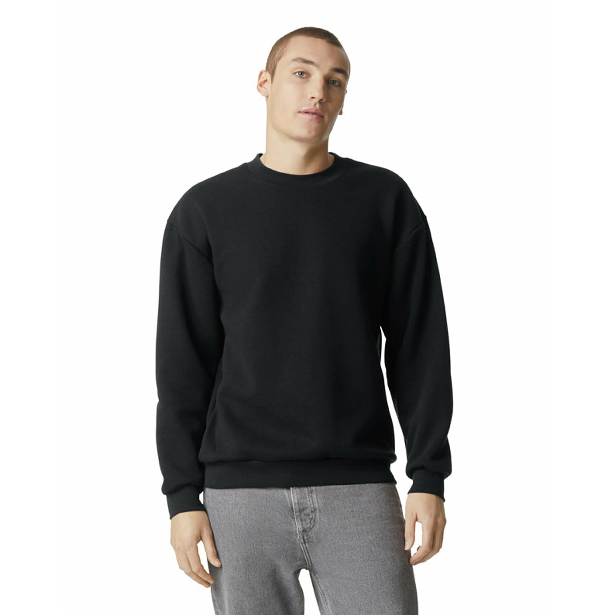 American Apparel Unisex's Reflex Fleece Crewneck Sweatshirt, Grf496aa, Black, L
