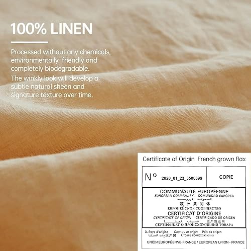 Miniatura 10 de Simple&Opulence Juego de funda de edredón 100% lino francés lavado, 3 piezas, color sólido, estilo básico, funda de edredón suave y transpirable con