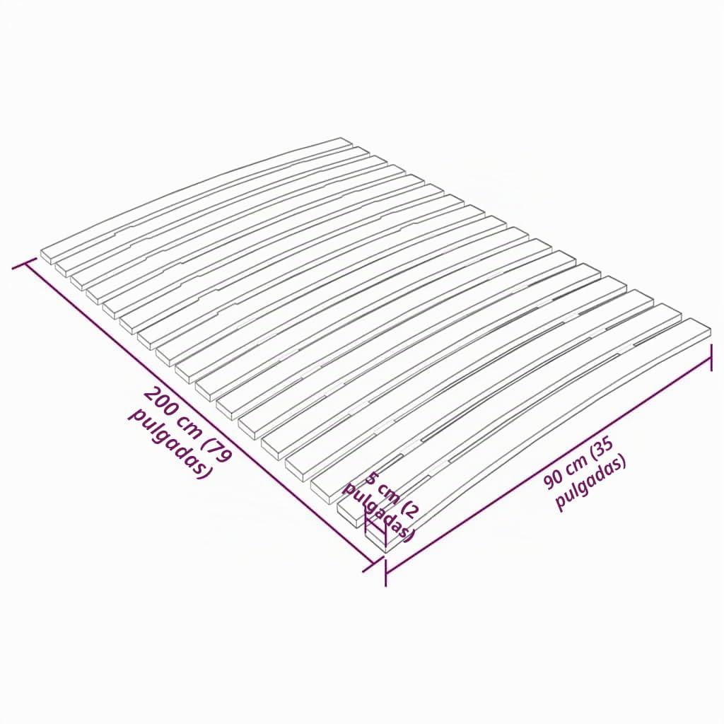 vidaXL Recambio de Láminas de Cama con 17 Listones Estructura Cama Plegable Base Dormitorio Habitación Invitados Plataforma Robusto Duradero 90x200 cm